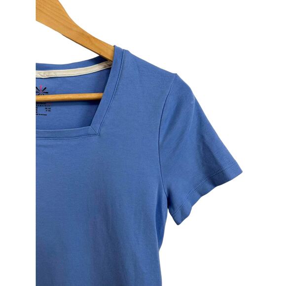 Isaac Mizrahi Live Essentials Women's Square-Neck Top Light Blue XXS - Picture 2 of 5